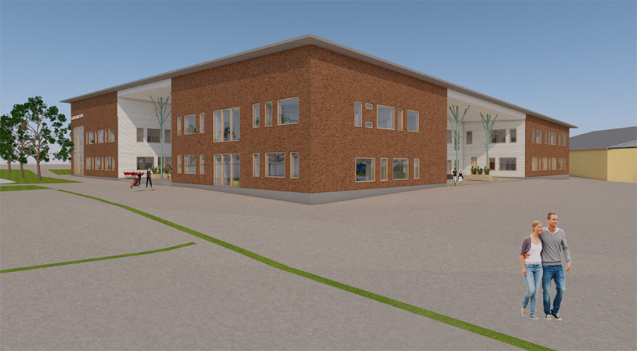 A drawing of the planned education centre in Tohmajärvi.