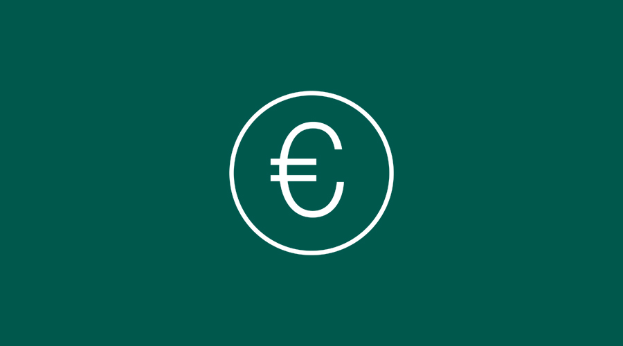 Euro icon on a dark green background