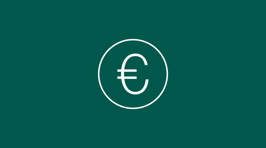 Kuvituskuva, jossa on euron merkki vihreällä taustalla.