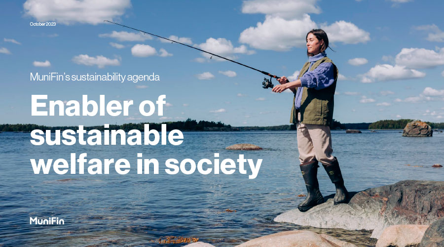 MuniFin's sustainability agenda. A woman fishing in Finnish archipelago.